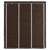 Produktbild för Garderob med fack och stänger brun 150x45x175 cm tyg