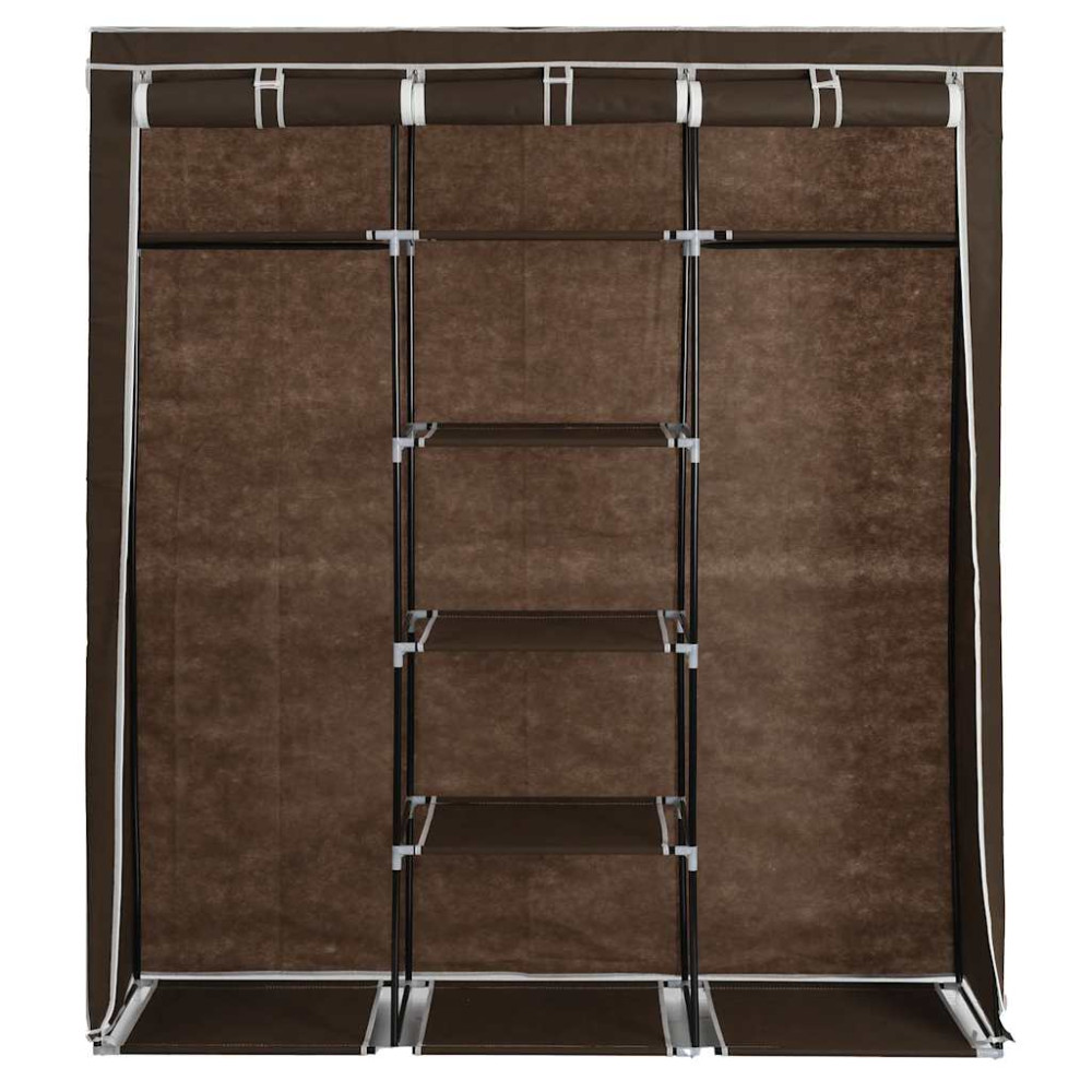 Produktbild för Garderob med fack och stänger brun 150x45x175 cm tyg