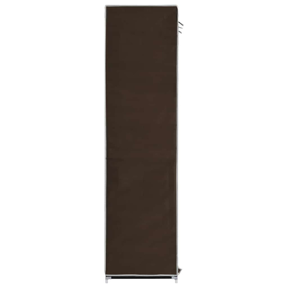Produktbild för Garderob med fack och stänger brun 150x45x175 cm tyg
