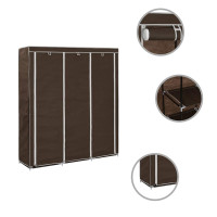 Produktbild för Garderob med fack och stänger brun 150x45x175 cm tyg
