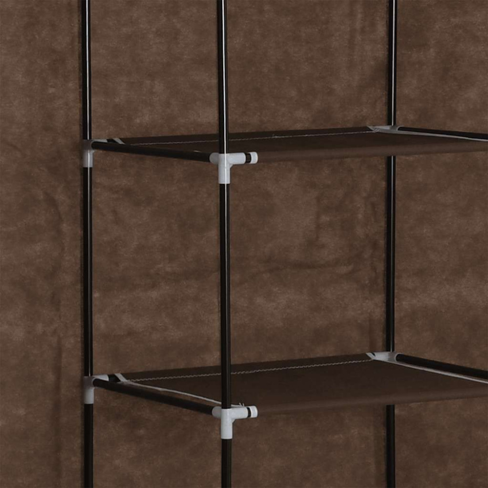 Produktbild för Garderob med fack och stänger brun 150x45x175 cm tyg
