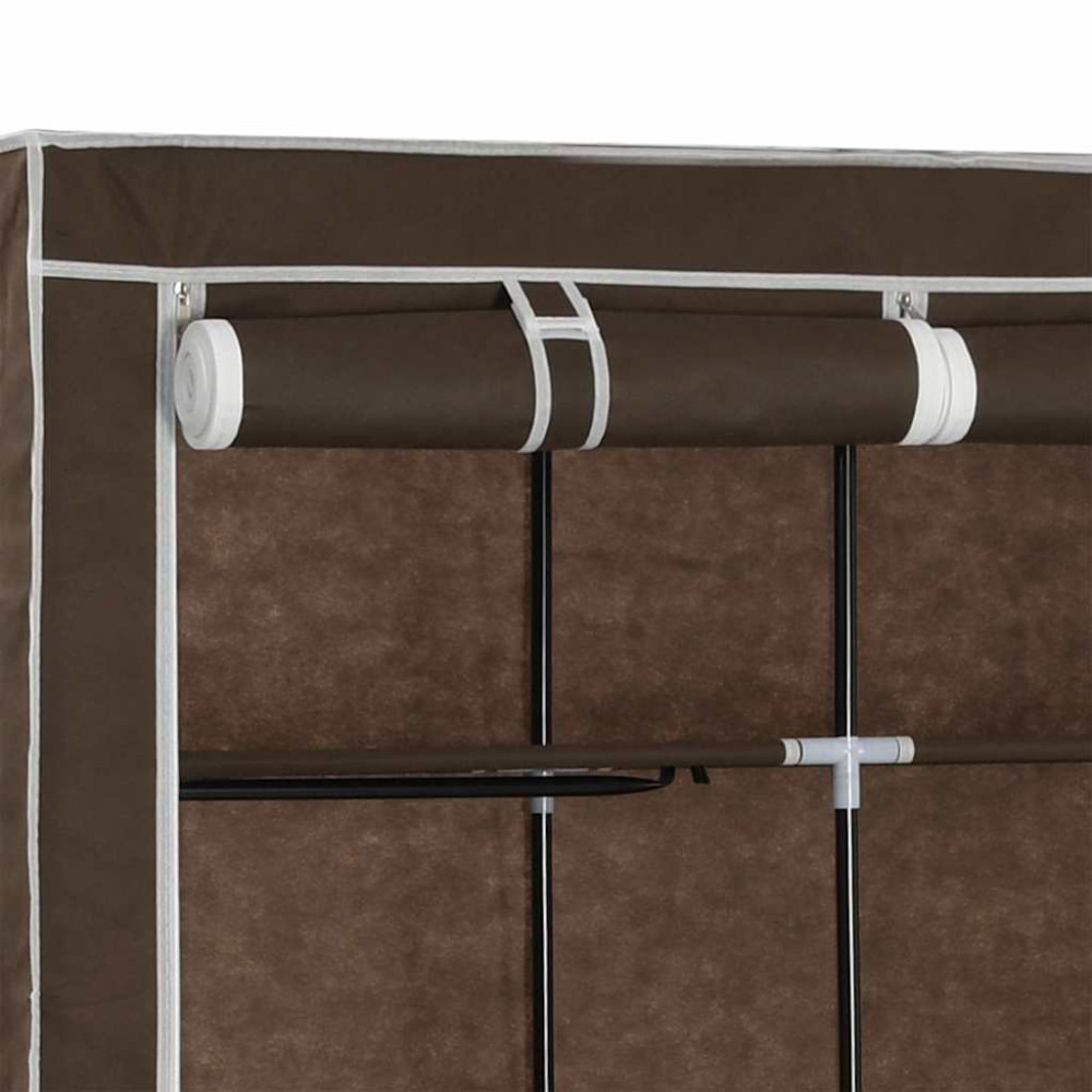 Produktbild för Garderob med fack och stänger brun 150x45x175 cm tyg
