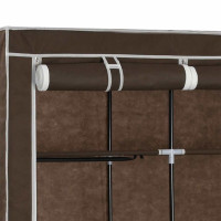 Produktbild för Garderob med fack och stänger brun 150x45x175 cm tyg