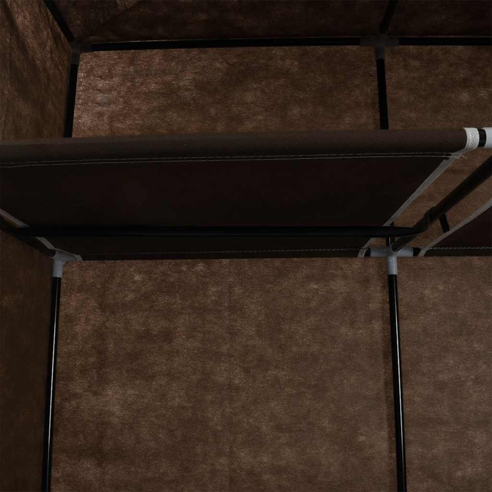 Produktbild för Garderob med fack och stänger brun 150x45x175 cm tyg