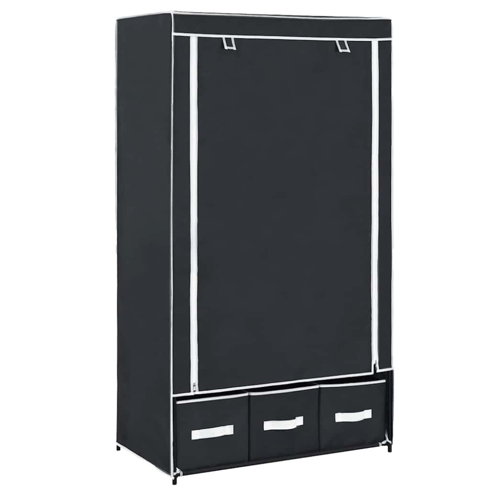 Produktbild för Garderob svart 87x49x159 cm tyg