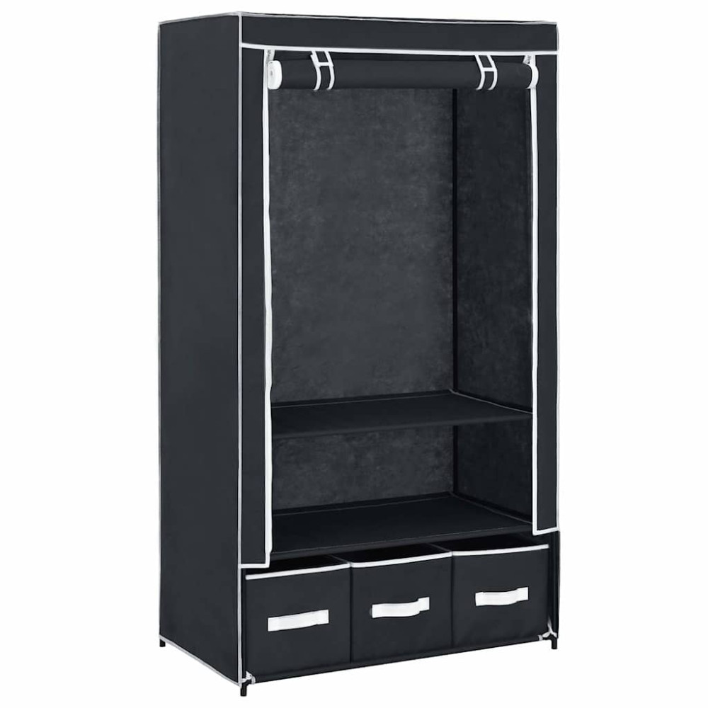 Produktbild för Garderob svart 87x49x159 cm tyg