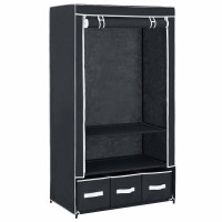 Produktbild för Garderob svart 87x49x159 cm tyg