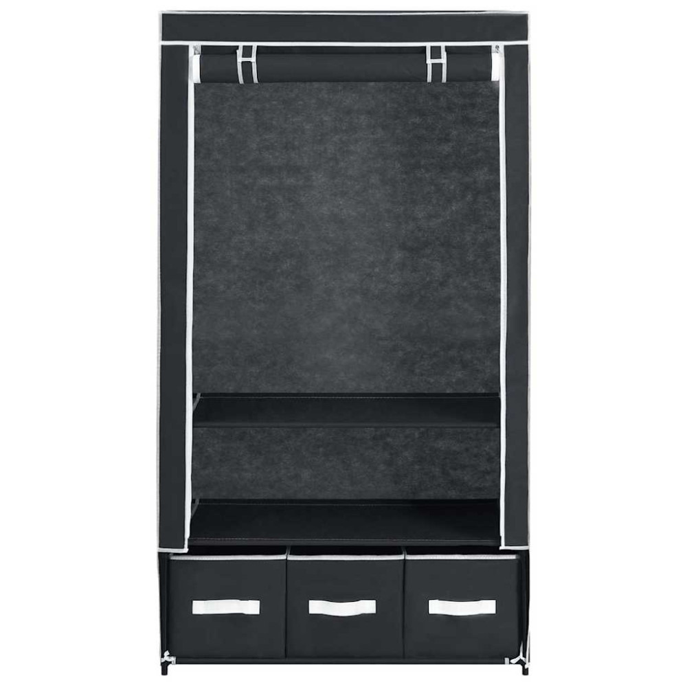 Produktbild för Garderob svart 87x49x159 cm tyg
