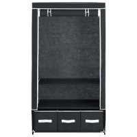 Produktbild för Garderob svart 87x49x159 cm tyg