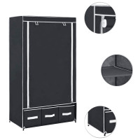 Produktbild för Garderob svart 87x49x159 cm tyg