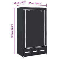 Produktbild för Garderob svart 87x49x159 cm tyg