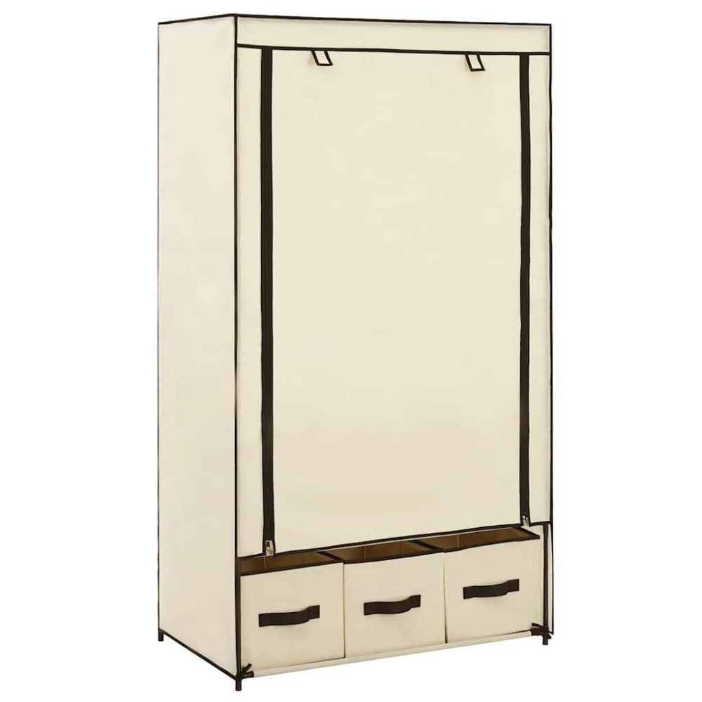 Produktbild för Garderob gräddvit 87x49x159 cm tyg