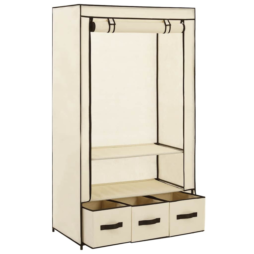 Produktbild för Garderob gräddvit 87x49x159 cm tyg