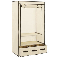 Produktbild för Garderob gräddvit 87x49x159 cm tyg