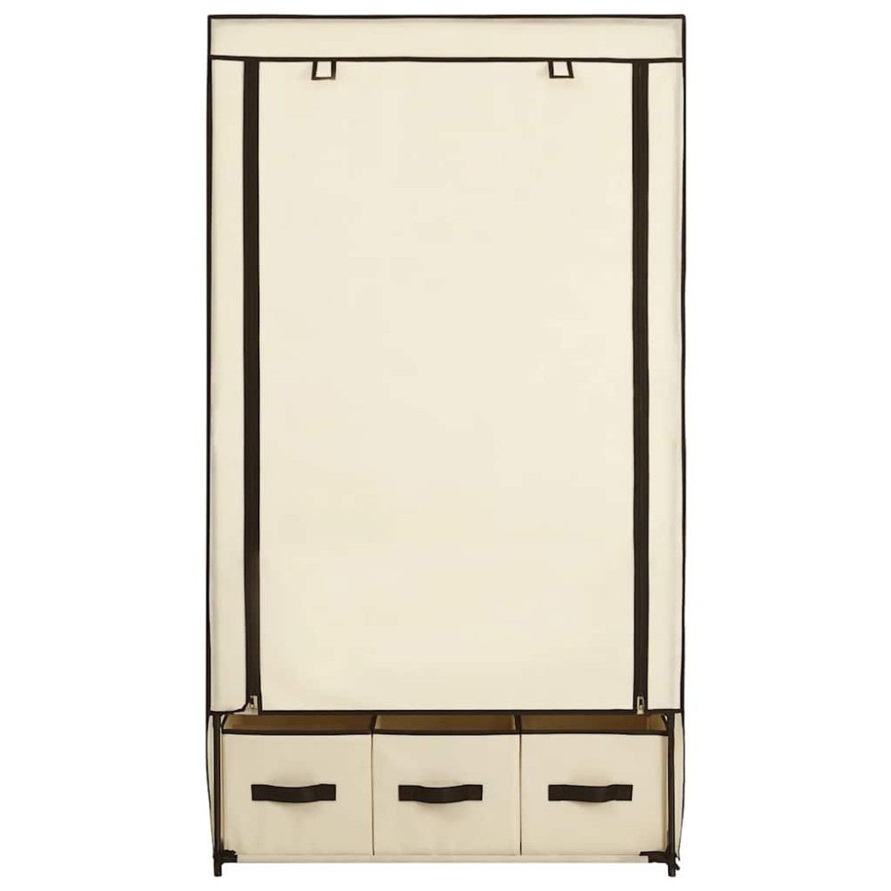 Produktbild för Garderob gräddvit 87x49x159 cm tyg