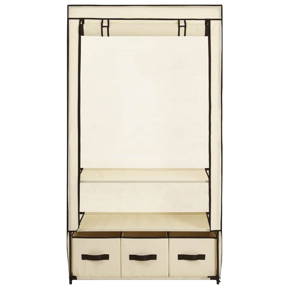 Produktbild för Garderob gräddvit 87x49x159 cm tyg