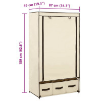 Produktbild för Garderob gräddvit 87x49x159 cm tyg