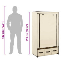 Produktbild för Garderob gräddvit 87x49x159 cm tyg