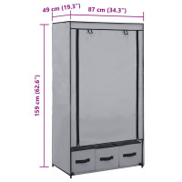Produktbild för Garderob grå 87x49x159 cm tyg