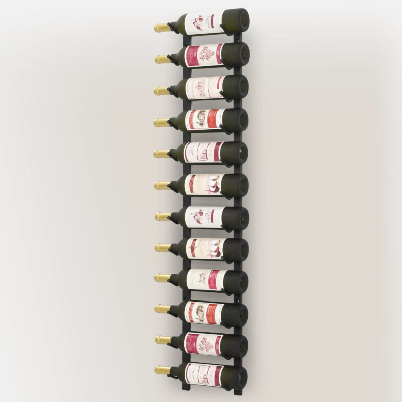 Produktbild för Väggmonterat vinställ för 12 flaskor svart järn
