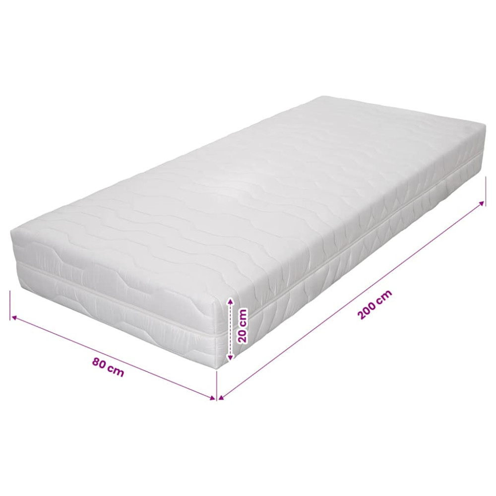 Produktbild för Madrass 80x200 cm 7 zoner pocketfjädrar 20 cm H2