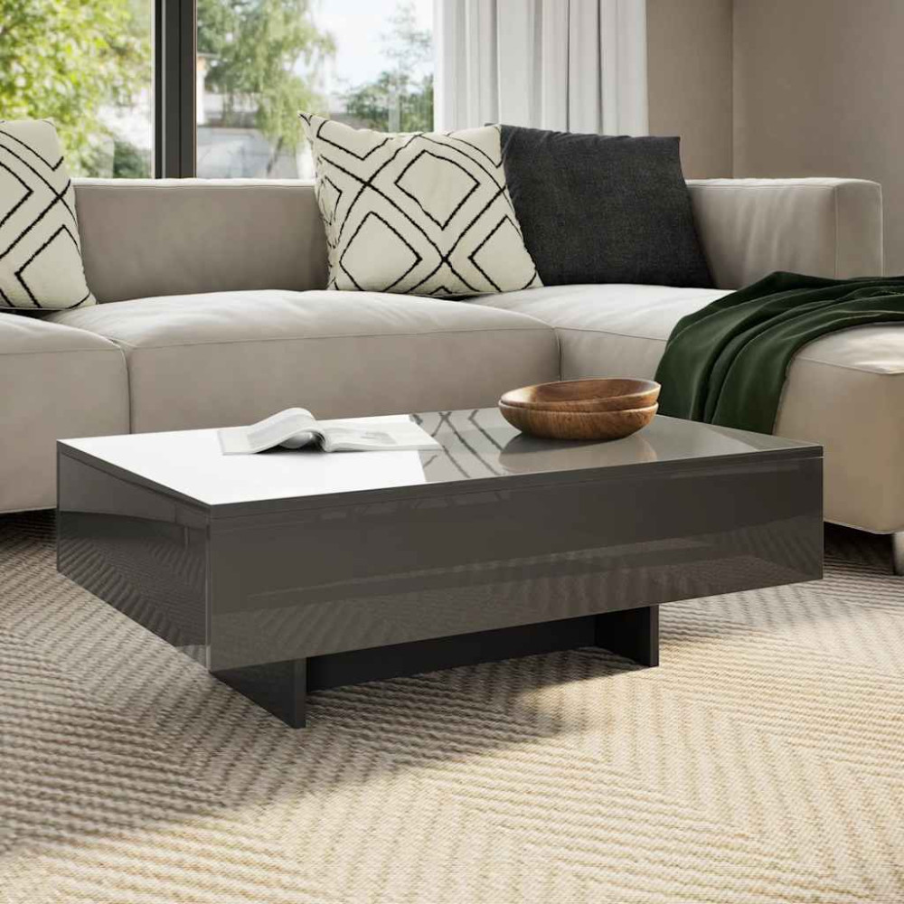 Produktbild för Soffbord grå högglans 85x55x31 cm MDF