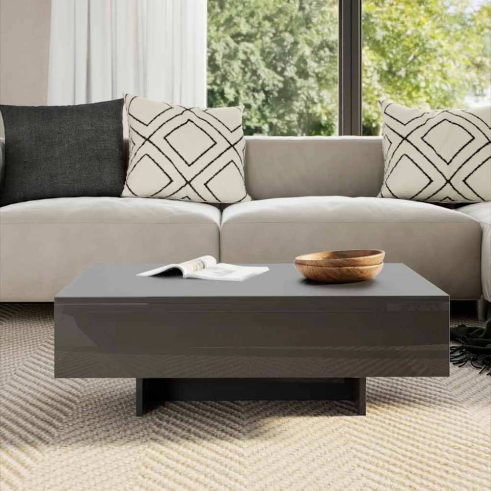 Produktbild för Soffbord grå högglans 85x55x31 cm MDF
