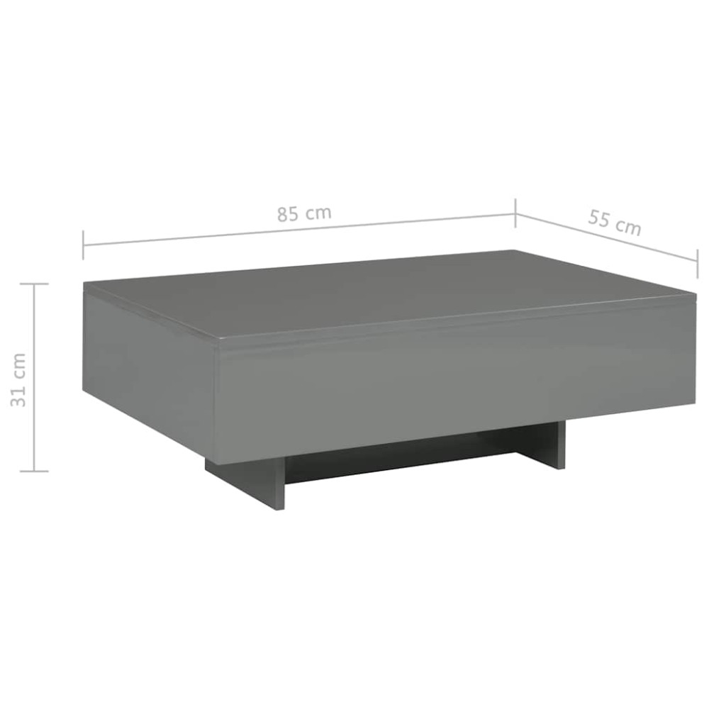Produktbild för Soffbord grå högglans 85x55x31 cm MDF