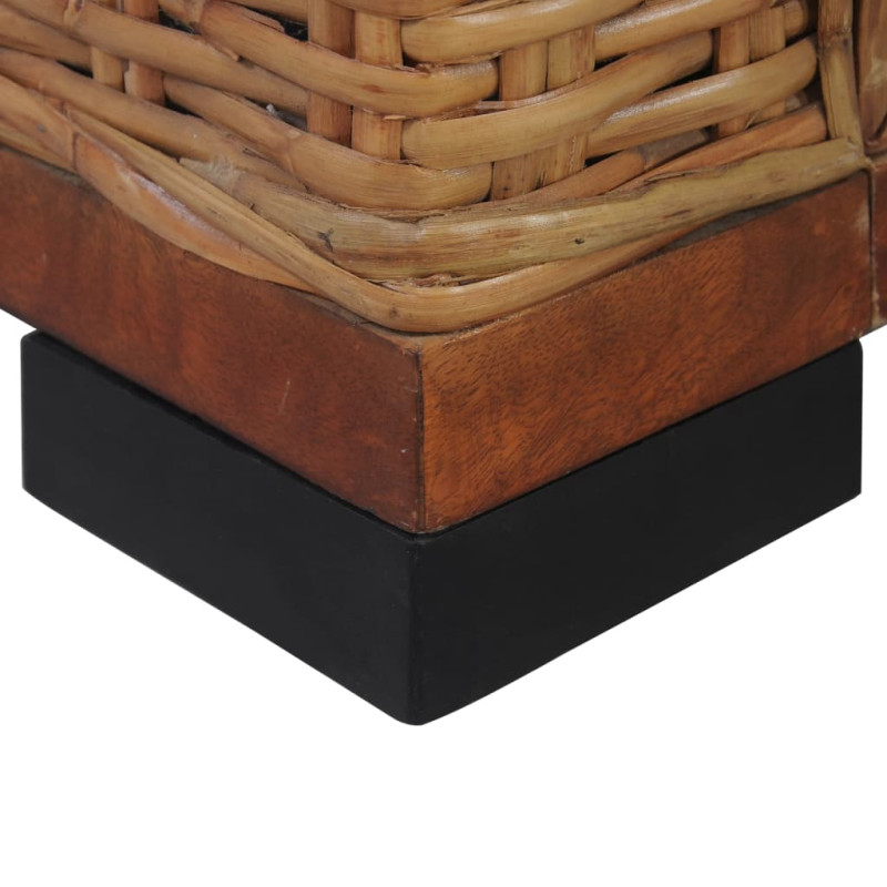 Produktbild för 3-sitssoffa med dynor brun äkta rotting