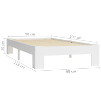 Miniatyr av produktbild för Sängram vit massiv furu 90x200 cm