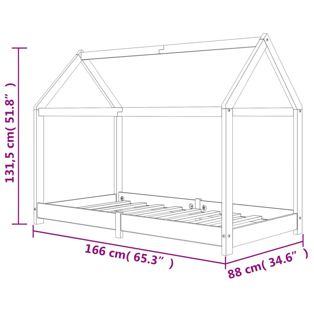 Produktbild för Barnsäng vit massiv furu 80x160 cm
