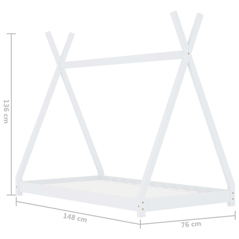 Produktbild för Barnsäng vit massiv furu 70x140 cm