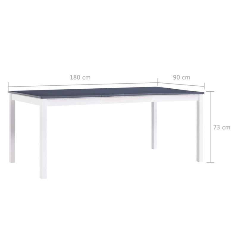 Produktbild för Matbord vit och grå 180x90x73 cm furu