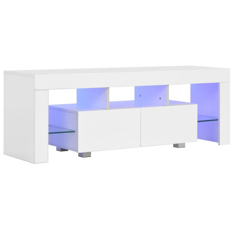Produktbild för TV-bänk med LED-lampor högglans vit 130x35x45 cm