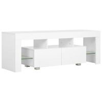 Miniatyr av produktbild för TV-bänk med LED-lampor högglans vit 130x35x45 cm