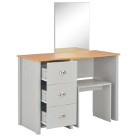 Miniatyr av produktbild för Sminkbord med spegel och pall grå 104x45x131 cm