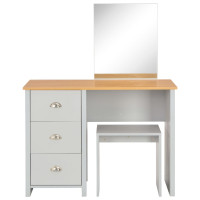 Produktbild för Sminkbord med spegel och pall grå 104x45x131 cm