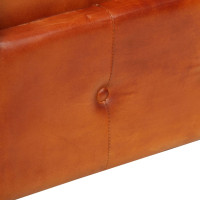 Produktbild för Chesterfieldfåtölj ljusbrun äkta läder