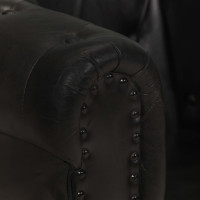 Produktbild för Chesterfieldfåtölj svart äkta läder