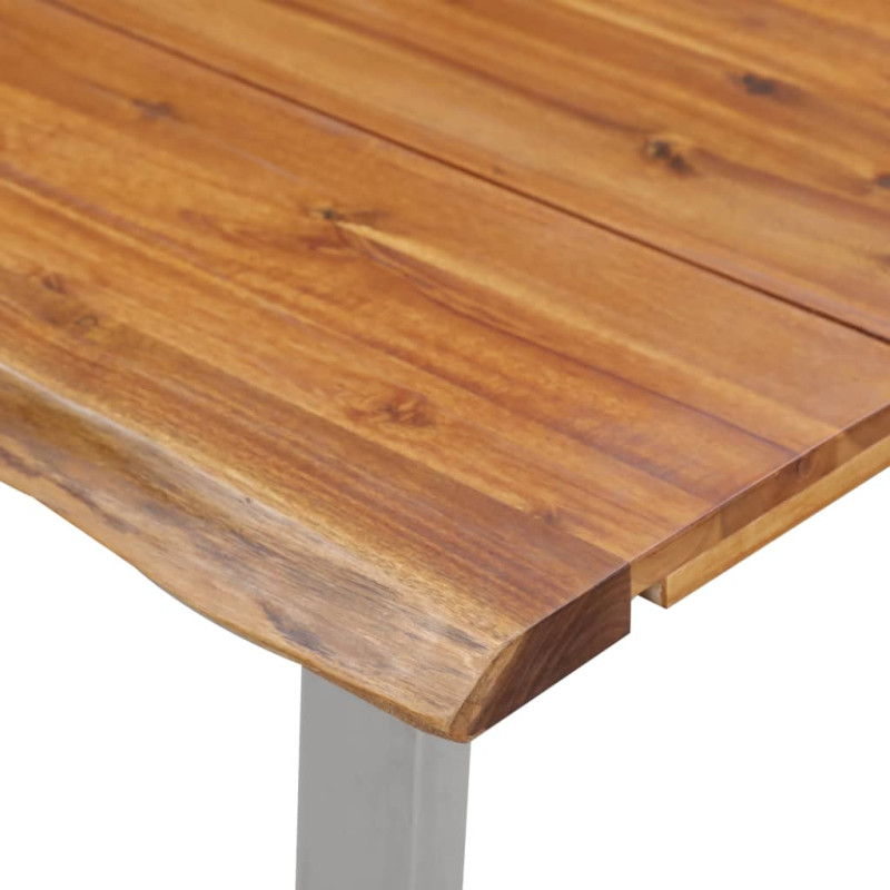 Produktbild för Matbord 160x80x75 cm massivt akaciaträ och rostfritt stål