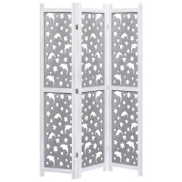 Miniatyr av produktbild för Rumsavdelare 3 paneler grå 105x165 cm massivt trä