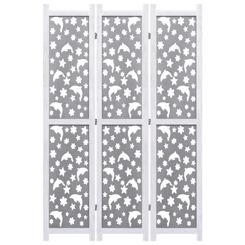 Produktbild för Rumsavdelare 3 paneler grå 105x165 cm massivt trä