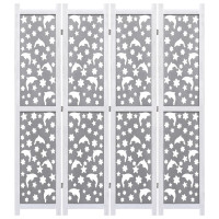 Miniatyr av produktbild för Rumsavdelare 4 paneler grå 140x165 cm massivt trä