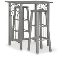 Produktbild för Bargrupp 3 delar trä och stål antracit