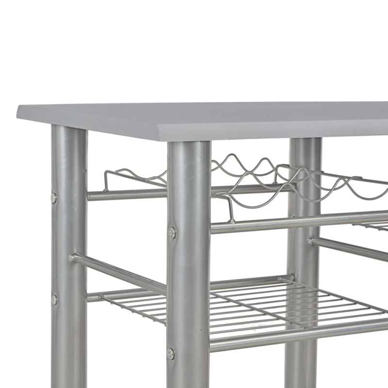 Produktbild för Bargrupp med hyllor 3 delar trä och stål grå