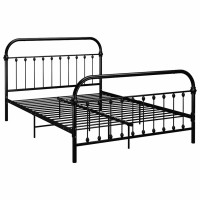 Produktbild för Sängram utan madrass med huvudgavel svart 160x200 cm metall