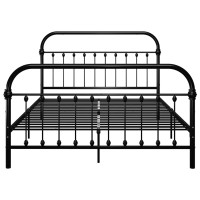 Produktbild för Sängram utan madrass med huvudgavel svart 160x200 cm metall