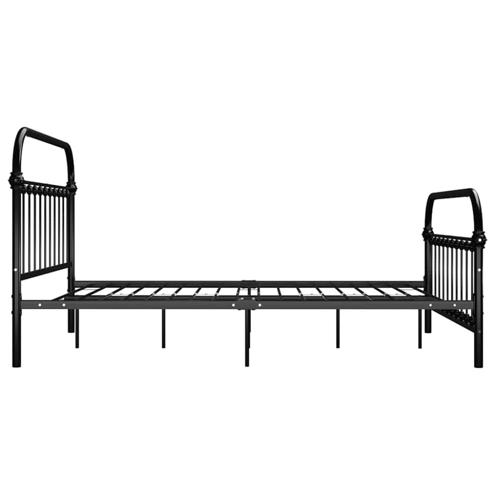 Produktbild för Sängram utan madrass med huvudgavel svart 160x200 cm metall