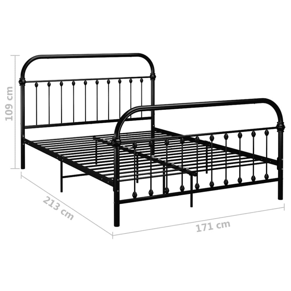 Produktbild för Sängram utan madrass med huvudgavel svart 160x200 cm metall