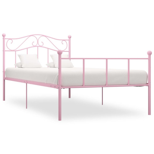 vidaXL Sängram utan madrass rosa metall 90x200 cm - Sängar & Sängramar